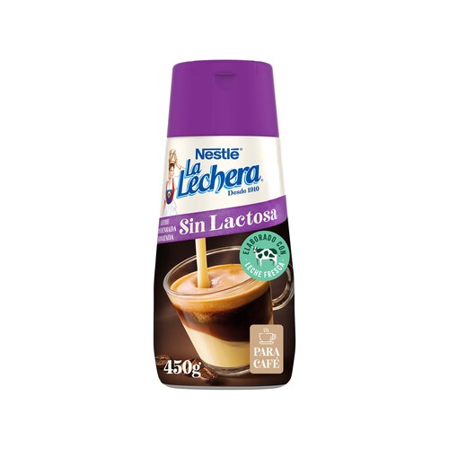 Leche condensada desnatada y sin lactosa, ideal para el café, nestlé LA LECHERA 450 g.
