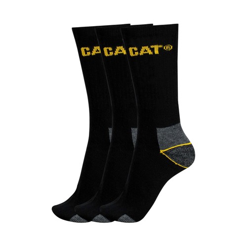 Pack de 3 pares de calcetines de algodón CATERPILLAR, color negro, talla 46/50.