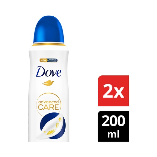 DOVE Advanced care original Desodorante en spray para mujer con protección antitranspirante hasta 48 horas 2 x 200 ml.