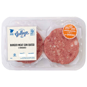 Imagen de Bandeja con burger meat mixta (vacuno - cerdo) con queso GALLEGO 2 x 115 g.