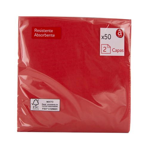 ACTUEL Servilletas doble capa de 40x40 en color rojo ACTUEL 50 uds.