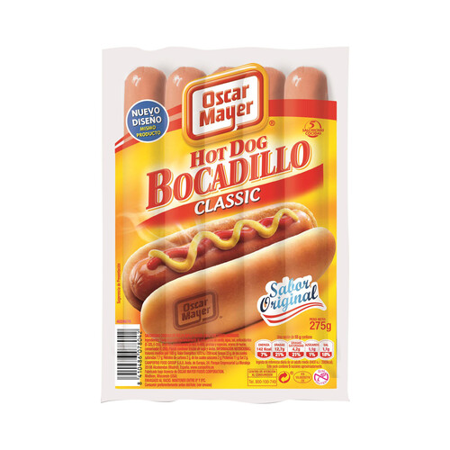 OSCAR MAYER Salchichas cocidas tipo Viena de pollo y cerdo sabor ahumado OSCAR MAYER Bocadillo 275 g.