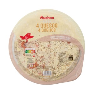AUCHAN Pizza 4 quesos cocida en horno de piedra 400 g Producto Alcampo.