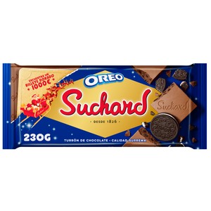 Imagen de SUCHARD Turrón de chocolate con trocitos de galleta al cacao (Oreo) 230 g.