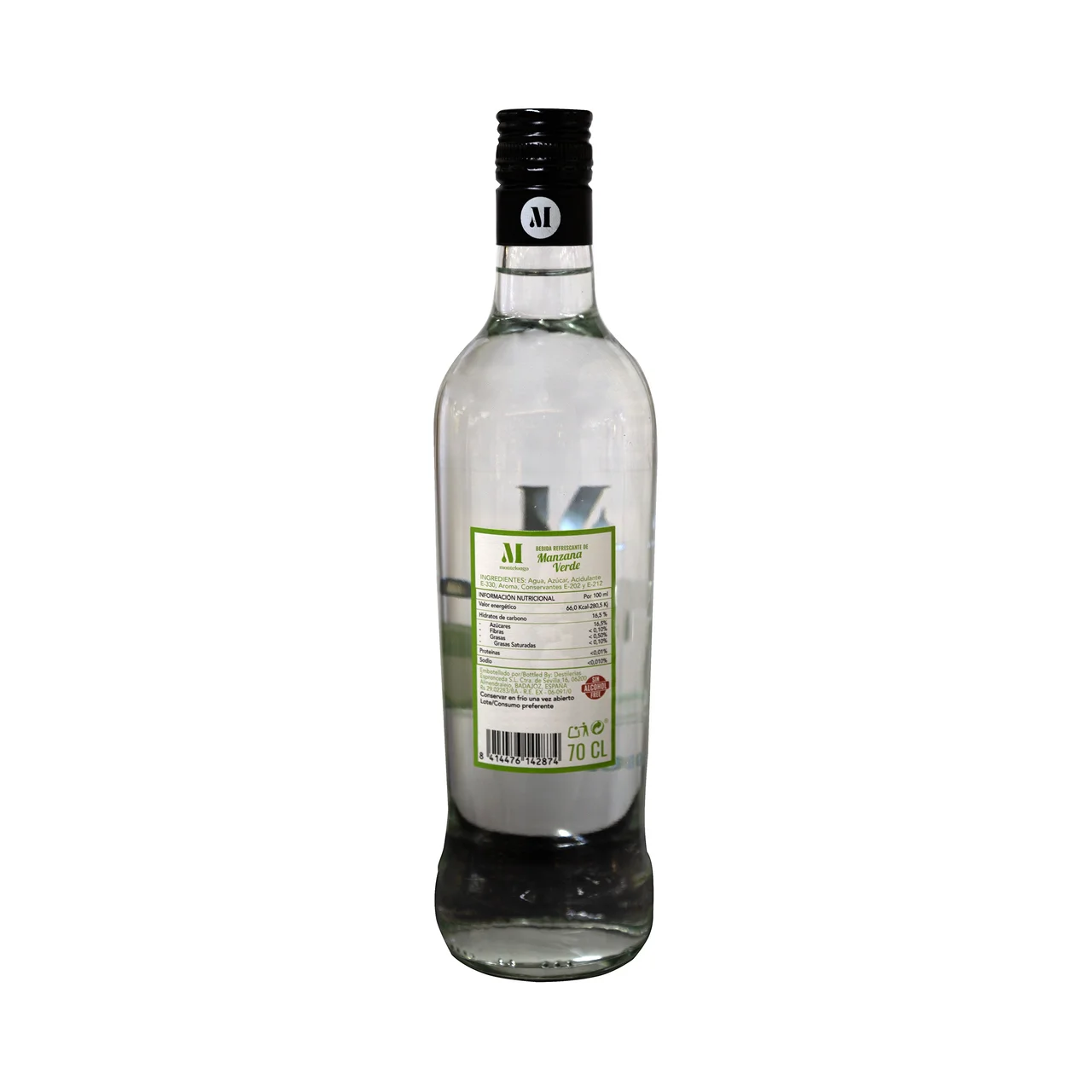 Licor de manzana sin alcohol botella 70 cl.