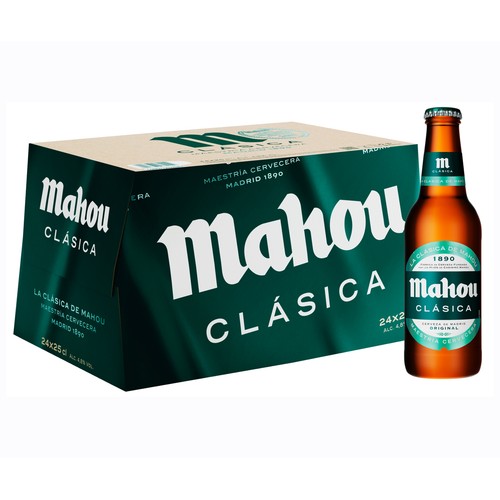Cerveza clásica MAHOU pack 24 botellas. 25 cl.