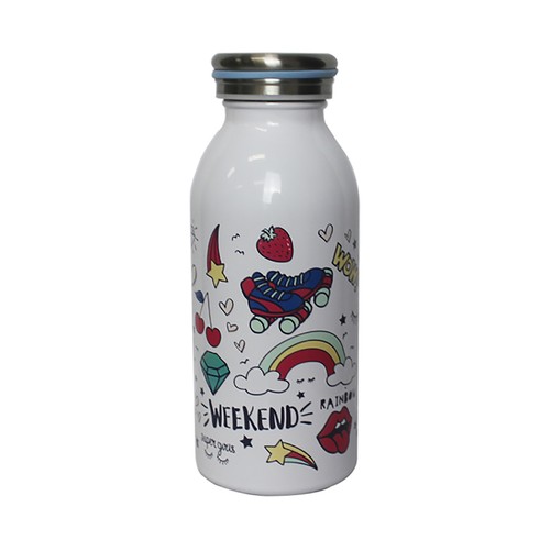 Botella termo con decorado infantil y tapón de rosca, 0,35 litros ACTUEL.