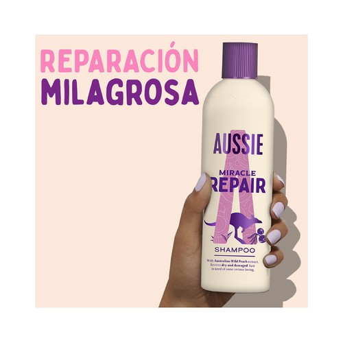 AUSIE Miracle repair Champú reparador sin silicona, para cabellos secos y dañados 300 ml.