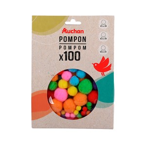 Imagen de 100 pompones para personalizar, colores surtidos clásicos, ALCAMPO.