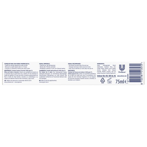 SIGNAL Integral 8 Pasta de dientes blanqueante para un cuidado bucal integral 75 ml.