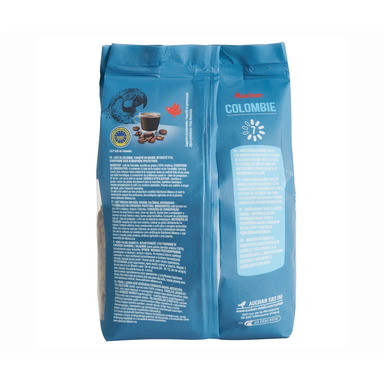 PRODUCTO ALCAMPO Café en grano origen Colombia 500 gr.
