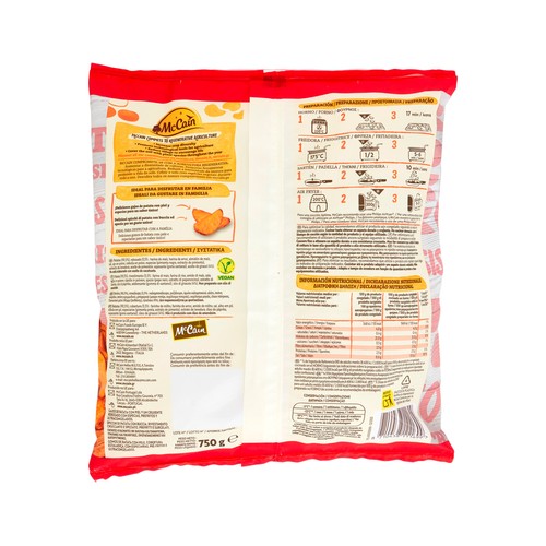 McCAIN Patatas rústicas cortadas en gajos, ultracongeladas 750 g.