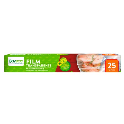 BAYECO Film alimentario transparente de gran adherencia y precortado rollo 25 ml.