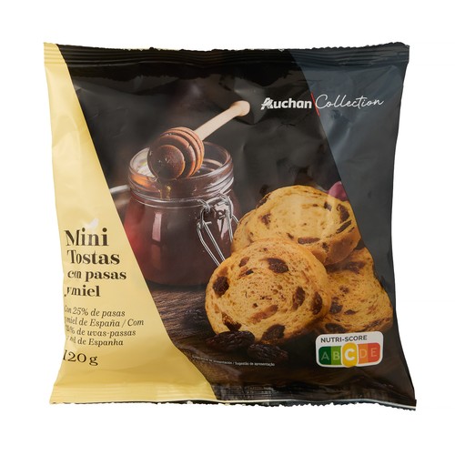 PRODUCTO ALCAMPO Collection Mini tostas con pasas y miel 120 g.