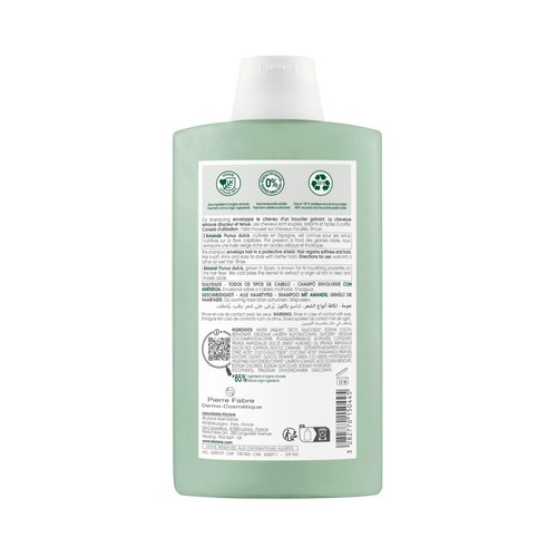 KLORANE Champú envolvente a la almendra, para todo tipo de cabellos 400 ml.