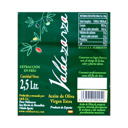 VALDEZARZA Aceite de oliva virgen extra 2,5 l