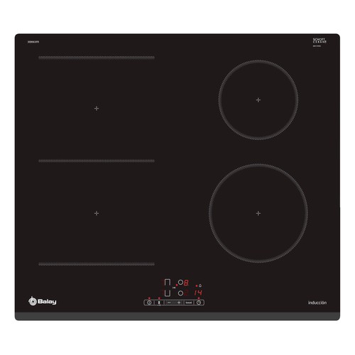 Placa inducción combi BALAY 3EB963FR 4 zonas de cocción, potencia: 6900w, zona gigante de 21X19cm, programable, control táctil, A: 52,2cm.