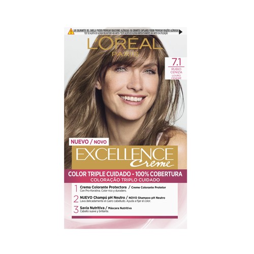 L´ORÉAL PARIS Excellence creme Tinte de pelo permanente tono 7.1 Rubio ceniza.