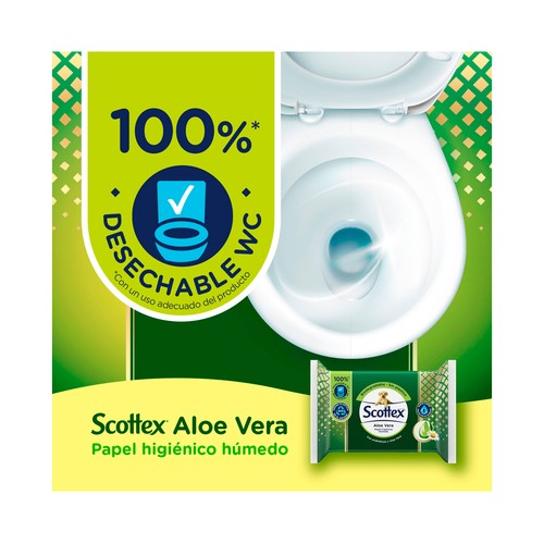 SCOTTEX Calm Papel higiénico húmedo (toallitas WC), con aloe vera, especial pieles sensibles 66 uds.