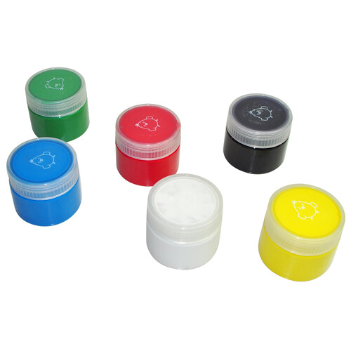 Caja con 6 botes de 100 mm de pintura para dedos de diferentes colores PRODUCTO ALCAMPO.