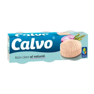 CALVO Atún claro al natural sin aceite lata pack de 3 uds.56 g.