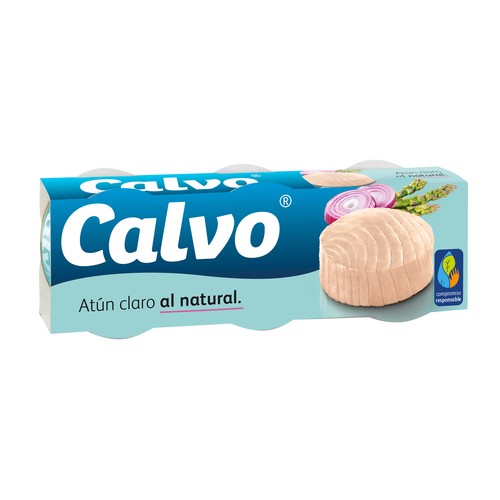 CALVO Atún claro al natural sin aceite lata pack de 3 uds.56 g.