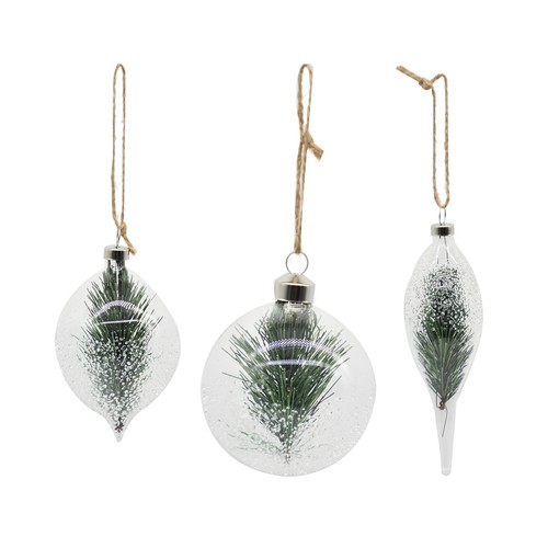 Bola de Cristal con Hojas en el Interior 7,8cm modelos surtidos decoración para Árbol de Navidad, ACTUEL