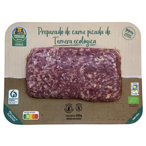 Preparado de carne picada de ternera ecológica ALCAMPO PRODUCCIÓN CONTROLADA ECOLÓGICO 300 g.