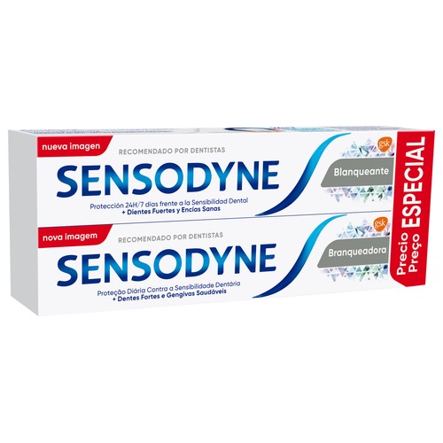 SENSODYNE Pasta de dientes blanqueante, para personas con sensibilidad dental SENSODYNE Blanqueante 2 x 75 ml.