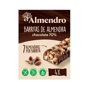 EL ALMENDRO Barrita de almendra con chocolate negro pack de 4 uds x 25 g.