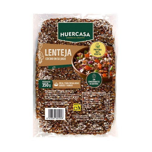 HUERCASA Lenteja cocida al vapor 350 g.