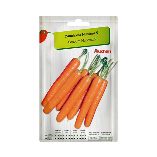 Sobre de semillas para sembrar zanahorias de la variedad Nantesa 5 PRODUCTO ALCAMPO.