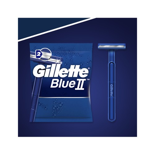 GILLETTE Máquina de afeitar desechable con cabezal fijo de doble hoja GUILLETTE Blue II 40 uds.