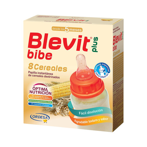 BLEVIT Papilla en polvo de 8 cereales, a paritr de 5 meses BLEVIT Plus 600 g.