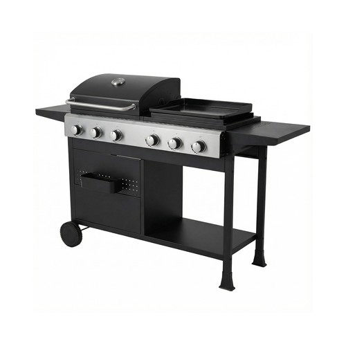Barbacoa de gas combo con BBQ y plancha de 163x54x110 cm, MOTIF INDOOR