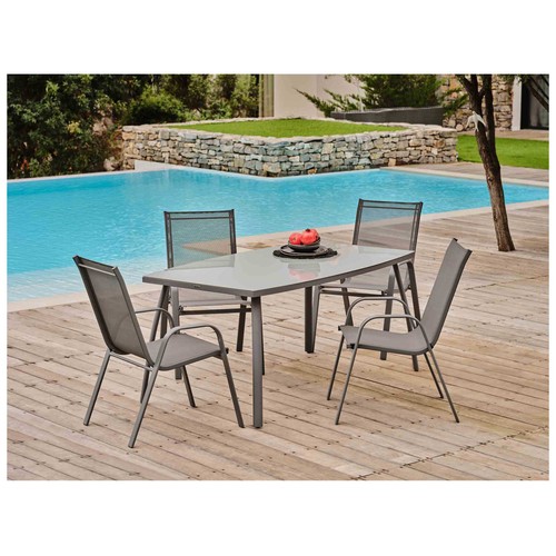 Silla acero-textileno de 98x70x54cm, GARDENSTAR color gris