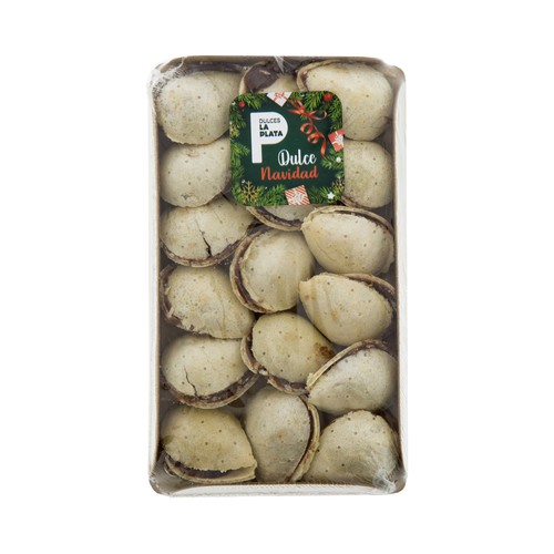 DULCES LA PLATA Almendra rellena de chocolate con cacahuete bandeja 160 g.