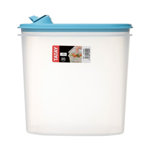 Recipiente rectangular con boquilla fabricado en plástico transparente, 2 litros TATAY.
