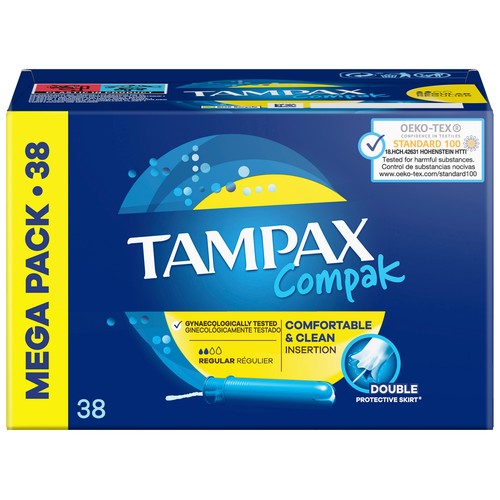 TAMPAX Tampón regular con aplicador TAMPAX Compak 38 uds.