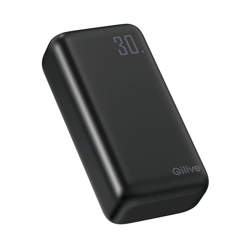 Batería externa QILIVE 600165757, 30.000 mAh, 20W, color negro.
