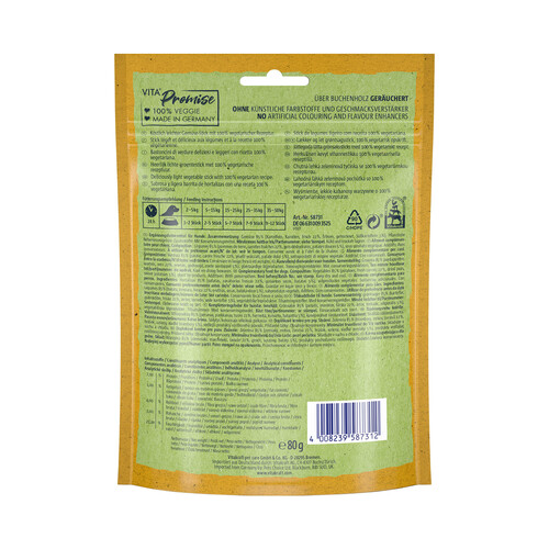 VITAKRAFT Snacks para perros de batata y zanahoria Vitaveggies VITAKRAFT 80 gr.