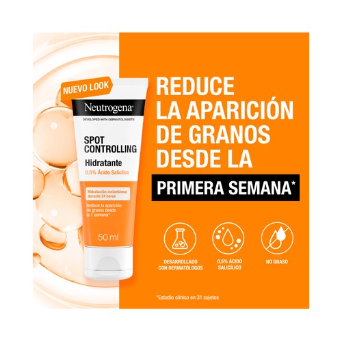 NEUTRÓGENA Clear & defend Crema hidratante facial con ácido salicílico, para piel propensa al ácne 50 ml.
