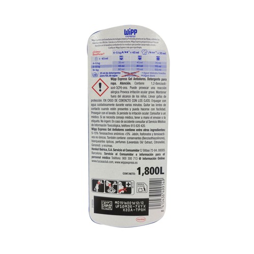 WIPP EXPRESS Detergente en gel antiolores 40 DS.