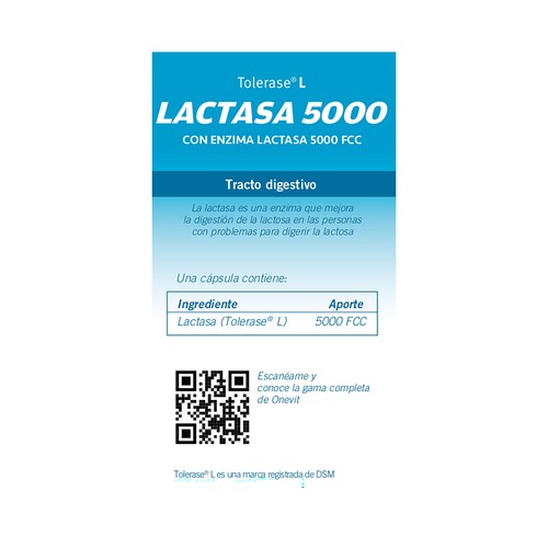 OVENIT Enzima lactasa 5000 para intolerantes a la lactosa 45 uds.