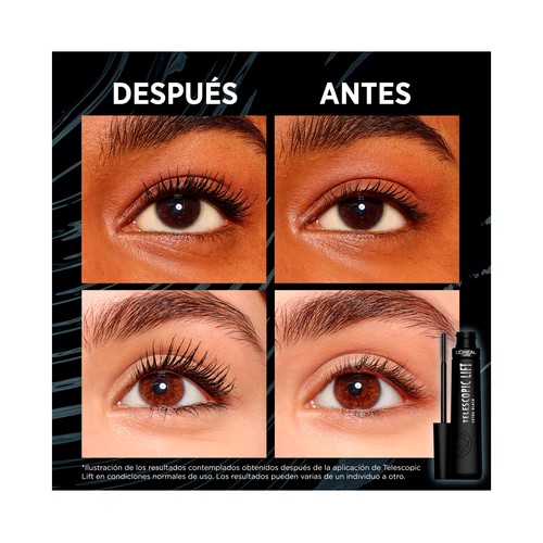 L´ORÉAL PARIS Telescopic lift Tono extra black Máscara de pestañas efecto longitud extrema.