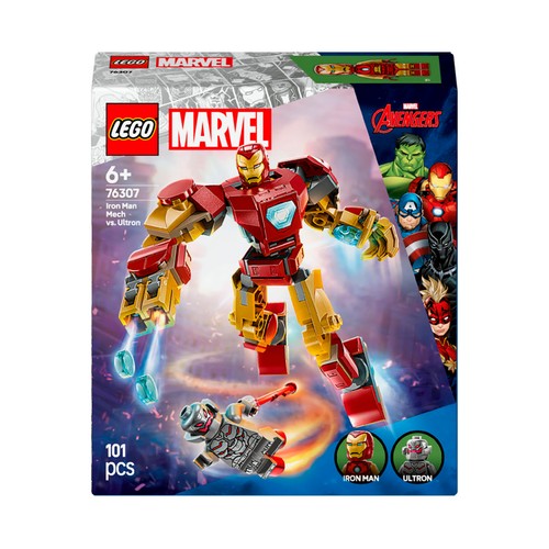 LEGO Marvel 76307, Armadura Robótica de Iron Man vs. Ultrón, 101 pcs +6 Años