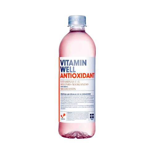 VITAMIN WELL ANTIOXIDANT Agua vitaminada con sabor a melocotón botella de 50 centilitros
