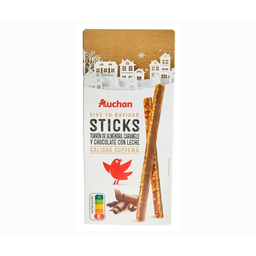 PRODUCTO ALCAMPO Palitos de turrón de almendra con chocolate negro 140 g.