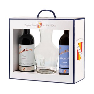 Imagen de CUNE Estuche con botella vino tinto crianza D.O. Ca. Rioja y vino tinto roble con D.O Ribera del Duero.