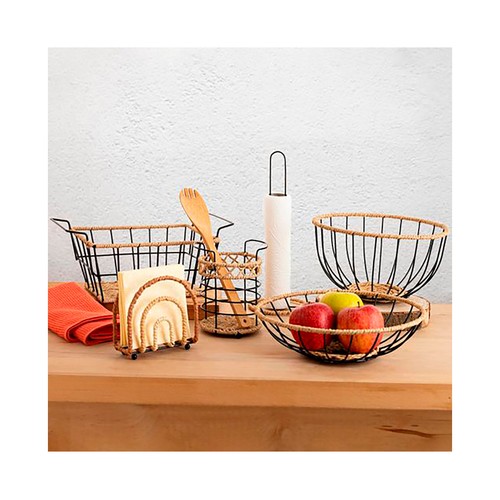 Cesta de acero rectangular Carbono Trend 26,5/35x20x12/15,5cm, QUID.